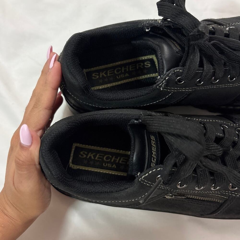 Vintage Y2K Skechers Women 8.5 Tredd Jammers Black Leather Chunky Shoes Sneakers - Picture 8 of 9